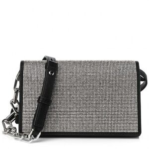 Alexander Wang Rhinestone Mesh Leather Attica Crossbody Chain Strap Bag Black